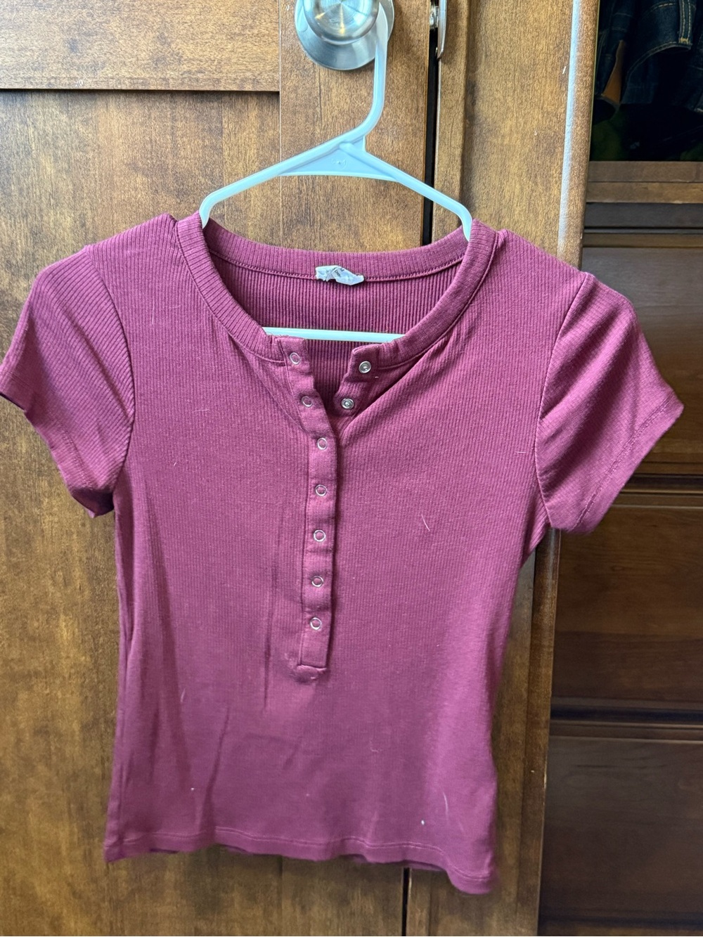 Cotton On Short Sleeve Ribbed Henley Tee - Rose